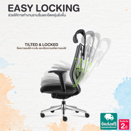 เก้าอี้สำนักงาน DF PROCHAIR รุ่น A-COR Chair H สีดำ_6